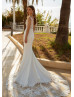 Sparkly Ivory Lace Satin Sexy Mermaid Wedding Dress